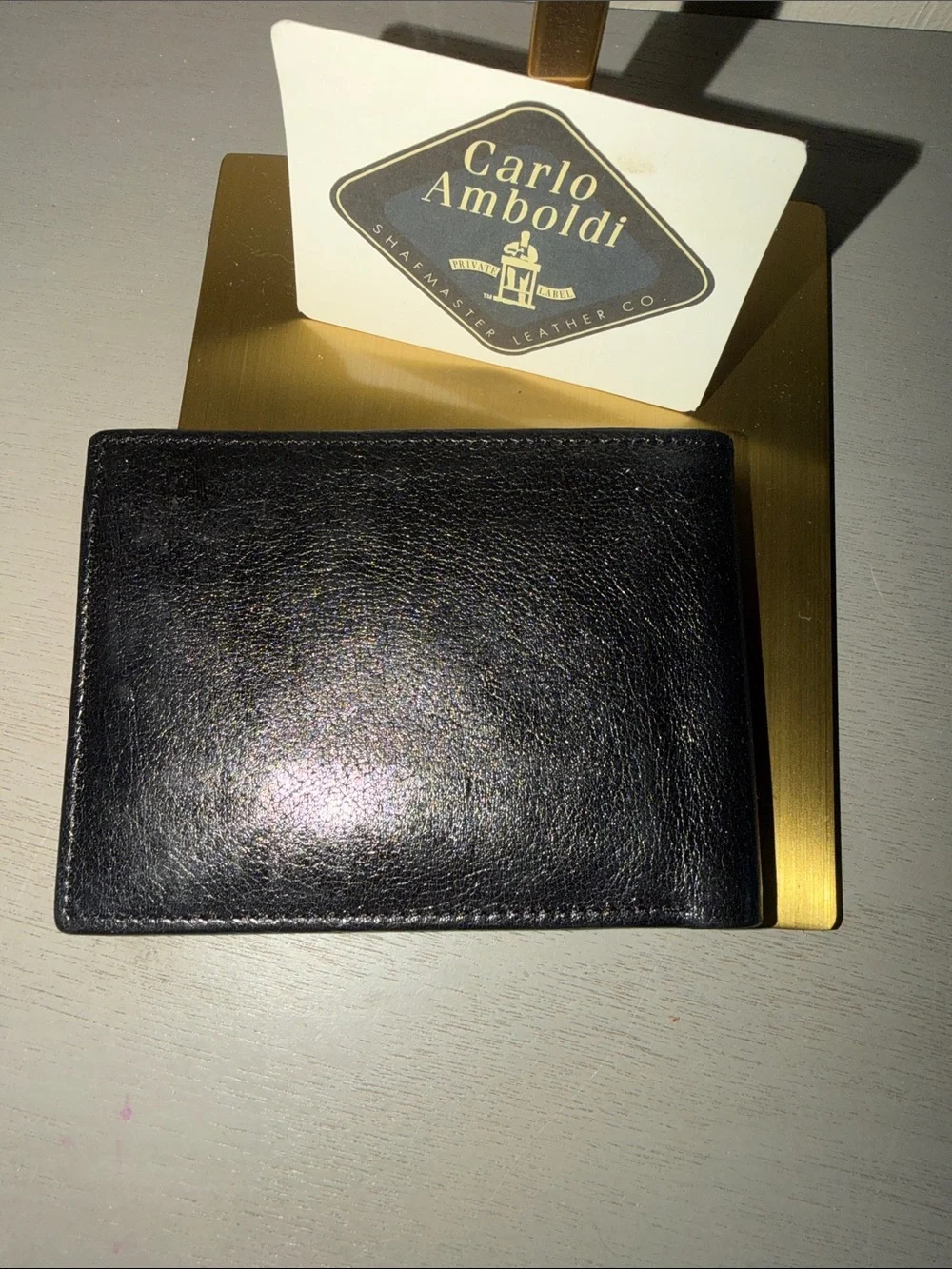 Carlo Amboldi Black Leather Bi-Fold Wallet